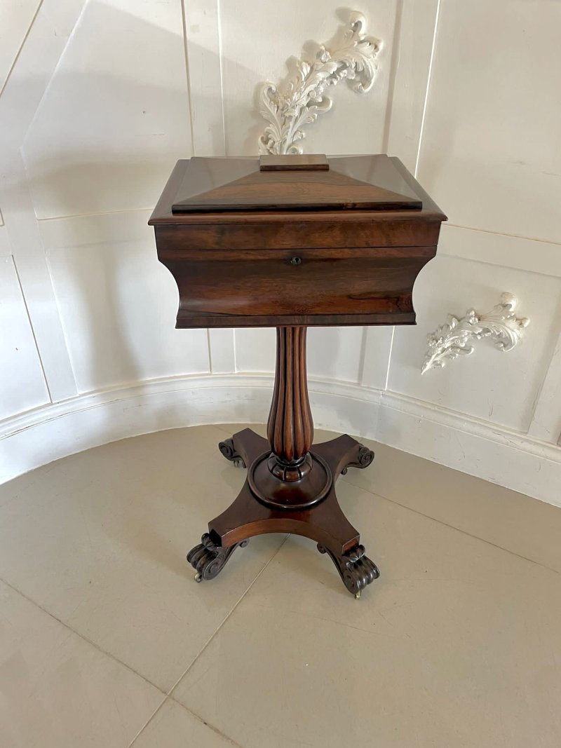 Antique Victorian Quality Rosewood Teapoy - Image 2